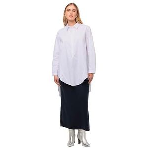 Ulla Popken Lange damesblouse, uitlopende blouse, sneeuwwit, 50/52 Grote maten