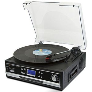 Technaxx 4717 Bluetooth platen/cassettedigitaliseerapparaat TX-22+ van LP's en audiocassettes, zwart