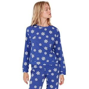 Trendyol Dames Patroon Midden Gebreide T-shirt-Broek Pyjama Set, Meerkleurig, XL