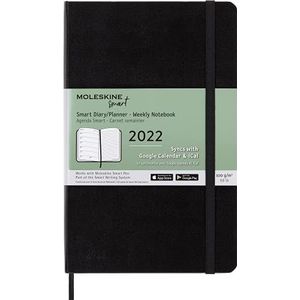 Moleskine SMDHB12WN3Y22 - Smart Diary 12 maanden, digitale kalender planner 2022, digitale weekplanner, weekplannerbeheer, harde kaft, formaat groot 13 x 21, 176 pagina's, kleur zwart