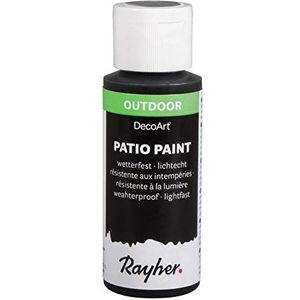 Rayher 38610576 Patio Paint, zwart, fles 59 ml, weerbestendige acrylverf voor buiten, lichtecht, kleur voor binnen en buiten, outdoor kleur