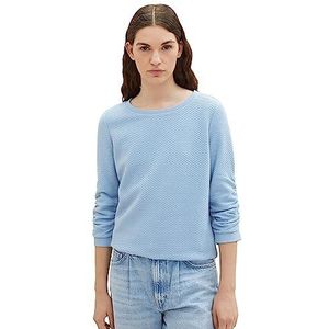 Tom Tailor Denim Sweatshirt voor dames met plooien en structuur, 11139-soft Charming Blue, XL