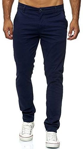 Elara Herren Chino Hose Slim Fit Stretch Chunkyrayan MEL009-Navyblau-30/30