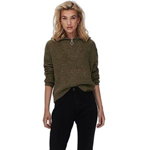 ONLY Dames Onlbaker L/S Zip Pullover KNT Sweater, Cacao Bruin/Detail: Melange, S