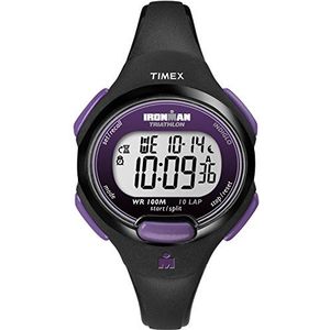 Timex Ironman Essential 34 mm dameshorloge, Zwart/Paars, One Size, Sport Ironman Zwart en Paars Mid Size 10 Lap Horloge