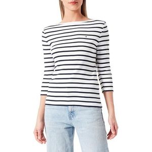 Tommy Hilfiger Dames Cody Slim Boat-nk 3/4slv S/S gebreide bovenstukken, Bretonse ecru/Desert Sky, 3XL, Bretonse ecru/Desert Sky, 3XL grote maten tall