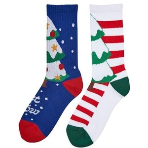 Urban Classics Unisex sokken Fancy X-Mas Tree Socks 2-pack, kerstmotieven, verkrijgbaar in multicolor, maat 35-38 tot 47-50, Meerkleurig, 43-46 EU