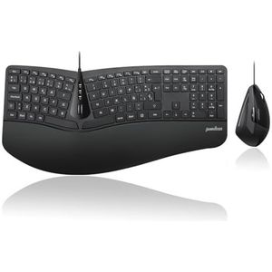 Perixx Periduo-505, set verticale muis en ergonomisch 3D-toetsenbord met gedeelde toetsenbezetting, verstelbare polssteun, Spaanse lay-out