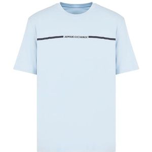 Armani Exchange Heren Regular Fit, Constrast Logo Line T-Shirt, Blauw, XL, Celestial Blue, XL