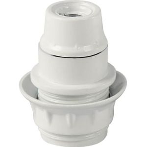 Lamphouder van bakeliet, halfrond, E14, wit, ideaal voor decoratieve lampen en voor gebruik in binnenverlichting.