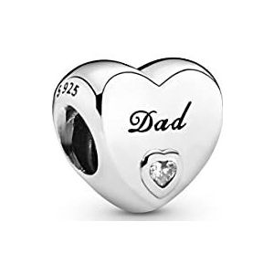 Pandora Dad Hart Charm 796458CZ, Sterling zilver Zirkonia, Zirkonia