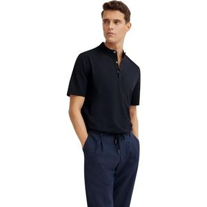 bugatti Poloshirt voor heren, opstaande kraag, korte mouwen, moderne pasvorm, 390-marine, L