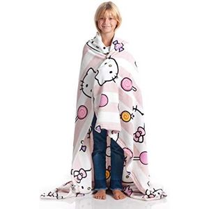 Kanguru Hello Kitty Fleece Deken – Zachte Knuffeldeken Roze Plaid voor Bank, Bed & Kinderkamer, 130×170 cm