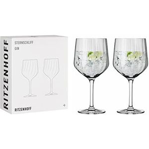 RITZENHOFF 3761001 Gin Glass 700 ml - Star Series No. 2 - Set van 2 met reliëflijn, transparant - Gemaakt in Duitsland
