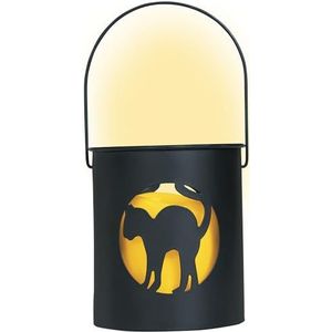 FIESTAS GUIRCA Led-kattenlantaarn, 10 x 9 cm, decoratie voor Halloween en feestjes, verlichting en effecten voor feesten, ideaal voor elektrische slingers en griezelige omgevingen, zwart