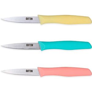 Quttin Professioneel schilmesje, 3-delige set, licht en handig, met scherp lemmet, aardappelschiller, handgreep van polypropyleen in 3 kleuren, model Samba