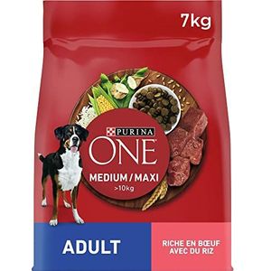 One droogvoer medium/max, 10 kg, volwassen rijk aan rundvlees voor honden, 7 kg
