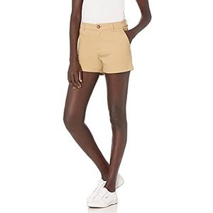 Amazon Essentials Dames Mid-Rise Slim-Fit 3,5 Inch Binnenbeenlengte Kaki Short, Khaki Bruin, 16