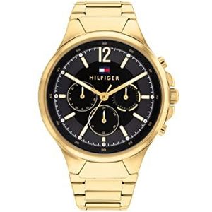Tommy Hilfiger Analoge Multifunctionele Quartz Horloge voor vrouwen met Roestvrij stalen armband, Zwart, armband