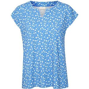 KAFFE Dames Jersey Blouse T-Shirt Cap Sleeves V-hals Bedrukt Frans Blauw Petit Fleur XXL