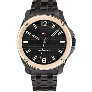 Tommy Hilfiger Analoge quartz horloge voor heren met zwarte roestvrijstalen armband - 1710488, Zwart, armband