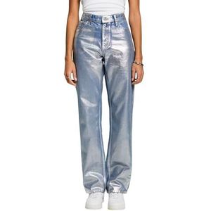 ESPRIT Retro jeans met rechte pijpen en metallic afwerking, grijs (Grey Rinse), 30W x 30L