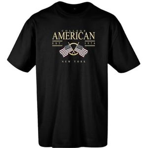 T-shirt American College met korte mouwen, zwart, kinderen, maat 16 jaar, model AC2, 100% katoen, Zwart, 16 Jaar