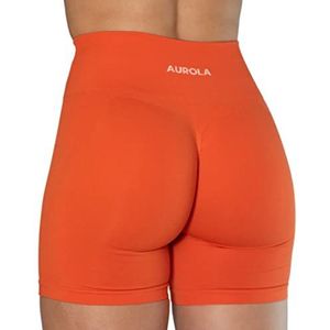 AUROLA Intensieve workout shorts voor vrouwen naadloze scrunch short gym yoga running sport actieve training fitness shorts, flame orange, M