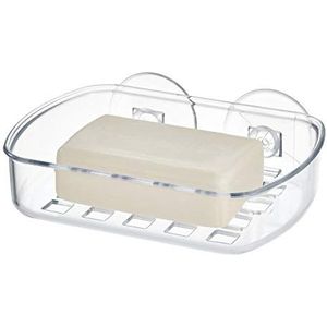 iDesign Basic zeephouder met zuignap voor de douche, van duurzaam kunststof met twee sterke zuignappen, transparant, 13,3 cm x 10,2 cm x 5,1 cm