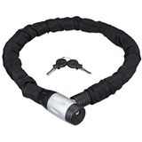 Relaxdays kettingslot, fietsslot of motorslot, 2 sleutels, veilig en stabiel, outdoor, 100 cm lang, met omhulsel, zwart