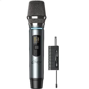C.Perkins - MIC-PRO-HF - UHF draadloze handheld microfoon op batterij en 6.35mm JACK ontvanger - UHF 863-865MHz - Grijs Metaal