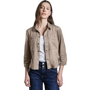 STREET ONE Velours look blouse, Driftwood Beige, 46