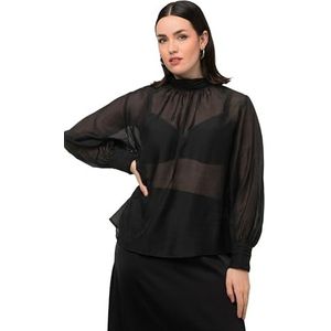 Ulla Popken Blouse, transparant, zwart, 54-56