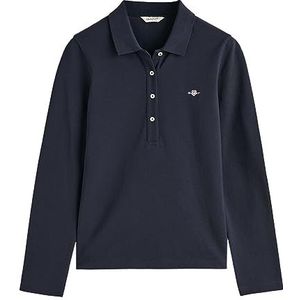 GANT Dames Slim Shield Ls Pique Polo Shirt, evening blue, S