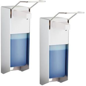 Relaxdays zeepdispenser wandmontage - set van 2 - 1000 ml - desinfectie - vloeibare zeep