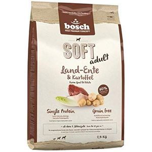 Bosch HPC SOFT Land-eend & aardappel | halfvochtig hondenvoer voor volwassen honden van alle rassen | single proteïne | grain free, 1 x 2.5 kg