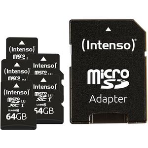 Intenso Premium microSDXC 5X 64GB Class 10 UHS-I Geheugenkaart incl. SD-adapter, zwart: Amazon.de: Computer & Accessoires