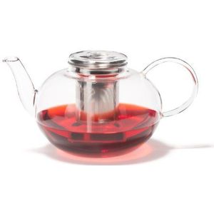 Leonardo Moon 030527 Theepot van glas met deksel en theezeef van roestvrij staal, handgemaakt, vaatwasmachinebestendig en hittebestendig, hoogte 14,5 cm, 2 liter