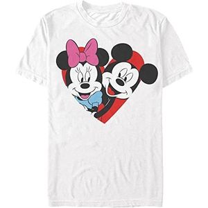 Disney Classics Mickey Mouse - MICKEY MINNIE HEART Unisex Crew neck T-Shirt White 2XL