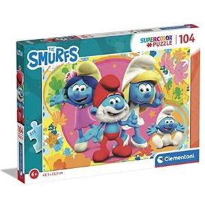 Clementoni - Pitufos puzzel 104 stuks The Smurfs Supercolor Smurfs-104 stuks - Made in Italy, kinderen 6 jaar, cartoons, Smurfs, meerkleurig, Medium, 25733