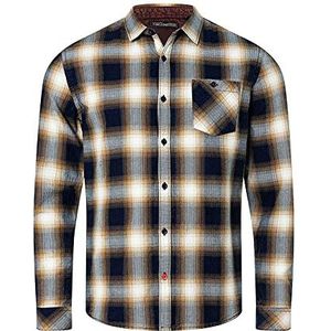 Timezone Heren Effect Weave Shirt Hemd, Navy Ochre Check, 3XL