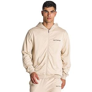 Gianni Kavanagh Beige Essential Micro Hoodie Jacket Hooded Sweatshirt voor heren, Beige, L