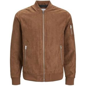 JACK & JONES JJEROCKY Faux Suede Bomber Herenjas, Cognac, L, cognac, L