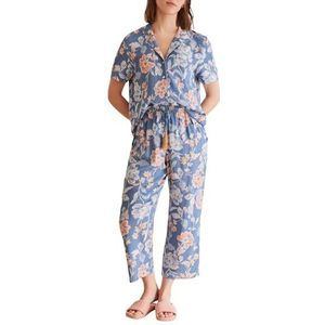 Women'Secret Pyjama Capri Mix and Match Batik Set Dames, blauwe print, S