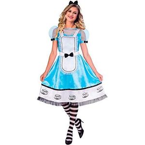 amscan Volwassenen Alice Fancy Dress Fairytale Kostuum Dames Wonderland Boek Dag Week Outfit, Blauw, (UK Jurk Maat 14-16)