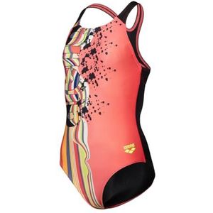 Arena Performance Palette Swim Pro Back Badpak voor meisjes, Calypso Koraal-zwart-zwart, 48