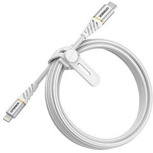 OtterBox Premium Reinforced Braided USB-C naar Lightning Cable, MFi Certified, snelle oplaadkabel voor iPhone en iPad, ultrarobuust, buig- en buigzaam getest, 2m, Wit