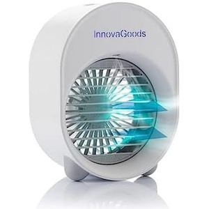 InnovaGoods - Mini Ultrasone Luchtbevochtiger met LED, 200ml Tank, Aromaverstuiver, 3 Snelheden, Stil en Draagbaar, Multicolor LED, Verstelbaar Rooster, USB Aansluiting, Wit, Grijs