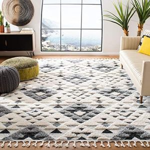Safavieh Marokkaanse Tassel Shag Collectie MTS688F Area tapijt, 3' x 5', Ivoor/Grijs