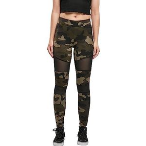 Urban Classics Camo Tech Mesh Legging voor dames, sportbroek voor vrouwen in camouflage-look, verkrijgbaar in vele kleurvarianten, maten XS - 5XL, Woodcamo/Blk, XXL